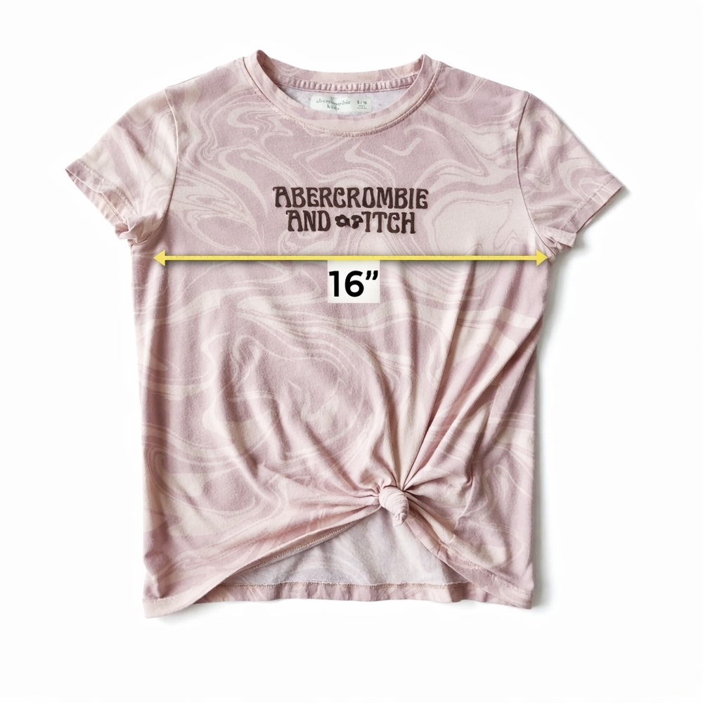 Abercrombie Kids Pink Marble Logo Tee Girls Size 9/10 Y2K Graphic - Picture 2 of 4